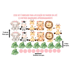 Adesivos de Parede + Faixas + Régua + Porta Maternidade + Quadros Safari Baby - Decoração Quarto de Menina na internet
