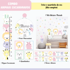 Imagem do Adesivo de Parede + Faixas + Régua + Porta Maternidade + Quadros Animais Escandinavos