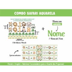 Kit Adesivo de Parede Safari + 03 Faixas + Nome Personalizado Decoração Quarto Papel de Parede - comprar online