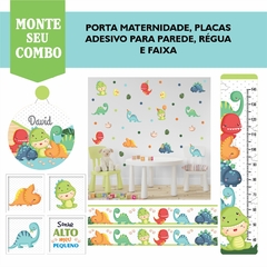 Adesivo de Parede + Faixas + Régua + Porta Maternidade + Quadros Dinossauro Baby