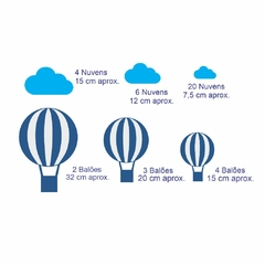 Kit Adesivo de Parede Nuvens e Balões Azul céu - Decoração Quarto de Menino - comprar online