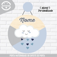 Porta Maternidade Nome Personalizado Chuva de Amor Azul - Enfeite de Porta Infantil - comprar online