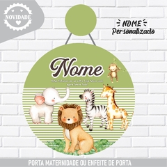 Porta Maternidade Nome Personalizado Safari Aquarela - comprar online