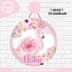 Porta Maternidade Nome Personalizado Flamingo Rosa - comprar online