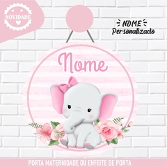 Porta Maternidade Nome Personalizado Elefantinha Rosa - comprar online
