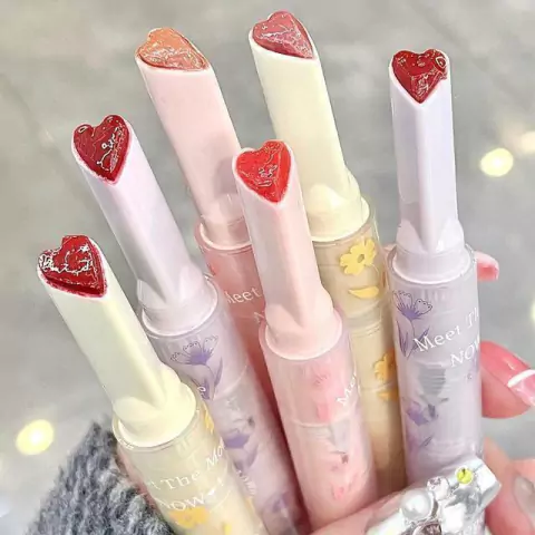 Lip Gloss Coreano Corazon Efecto Humedo Flowers
