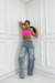 Calça jeans fivelas
