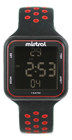 Rejoj Mistral Gdm-066 Digital Sumergible Crono Alarma Malla Negro/rojo