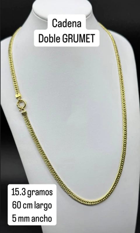Cadena Doble Groumet Oro 18k 60 cm 15 gramos
