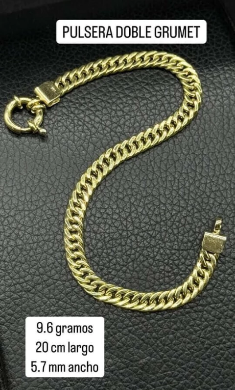 Pulsera Doble Groumet Oro 18k 20 cm 10 gramos