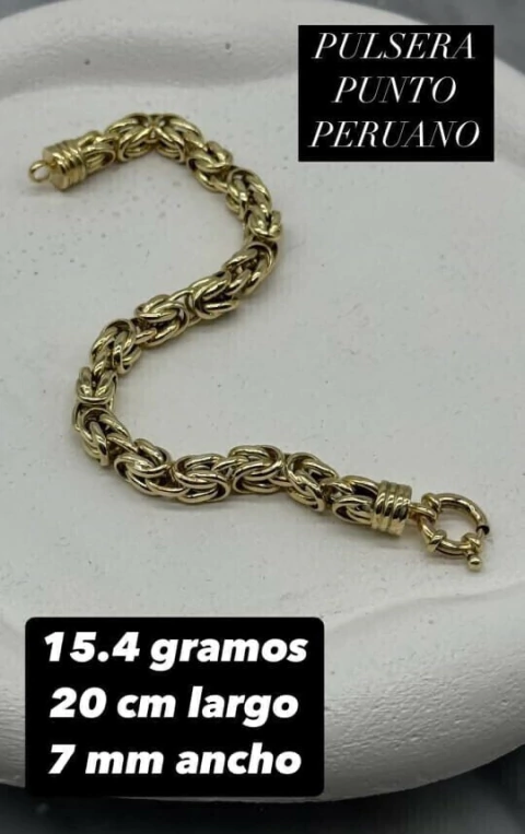Pulsera Punto Peruano Oro 18k 20 cm 15 gramos