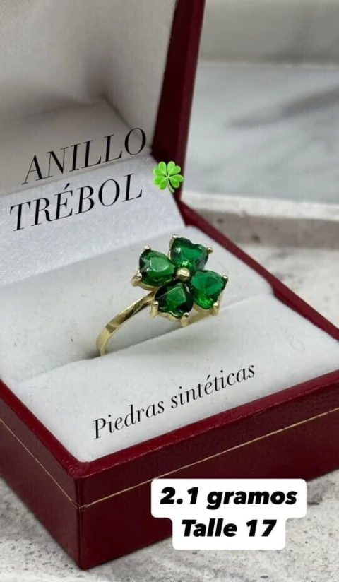 Anillo Trebol Oro 18k