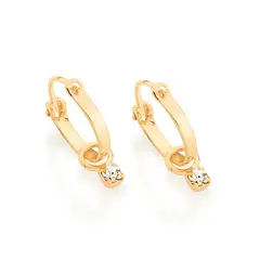 BRINCO ARGOLA BANHADO A OURO 18K COM ZIRCÔNIAS - comprar online