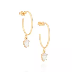 BRINCO MEIA ARGOLA ROMMANEL BANHADO A OURO 18K COM ZIRCÔNIAS - comprar online