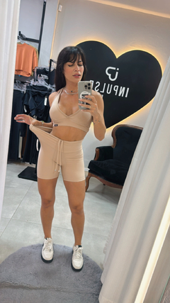 CONJUNTO Nude SHORT SEMI EMPINA TAM Ú. 34 AO 42 na internet