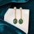 Brinco VINTAGE | Prata 950 | Quartzo verde e prasiolita | Banho de ouro amarelo 18k