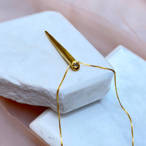 Colar Punhal | Prata 950 | Banho de ouro 18k | Citrino