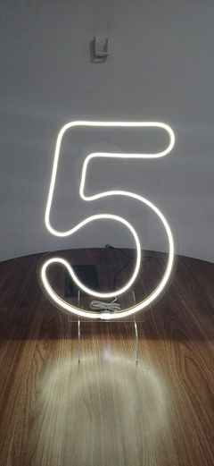 Painel Led Neon Número 5 Festas E Eventos 50cm Altura