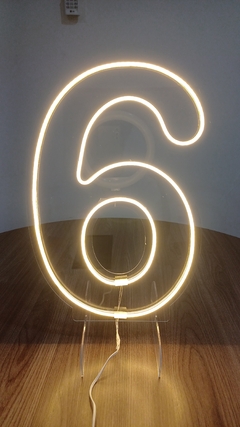 Painel Led Neon Número 6 Festas E Eventos 50cm Altura