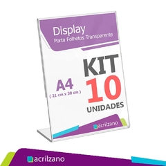 10 Display Expositor Acrílico A4 L Cristal Mesa Vertical