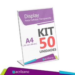 50 Display Expositor Acrílico A4 Em L Mesa Balcão