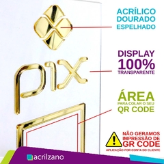 PLACA BANCADA QR CODE VERTICAL T ACRÍLICO TRANSPARENTE E DOURADO - comprar online