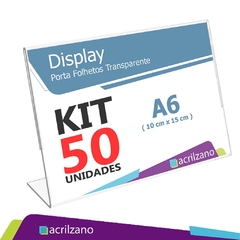 DISPLAY DE BANCADA L - A6 HORIZONTAL 15X10CM - KIT 50 UNIDADES