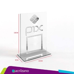 PLACA BANCADA QR CODE VERTICAL T ACRÍLICO TRANSPARENTE E PRATA - AZ Loja