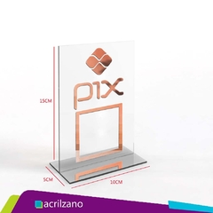 PLACA BANCADA QR CODE VERTICAL T ACRÍLICO TRANSPARENTE E COBRE - AZ Loja