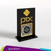 PLACA BANCADA QR CODE VERTICAL T ACRÍLICO PRETO E DOURADO
