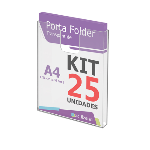 Kit 25 Porta Folder de Parede - A4 Vertical 30x21CM - comprar online