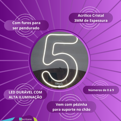 Painel Led Neon Número 3 Branco Frio - Festas E Eventos 50cm Altura na internet