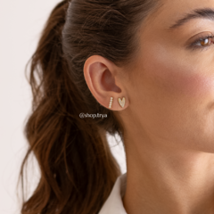 Brinco Coração com Zircônias Banhado a Ouro 18K Hipoalergênico - comprar online