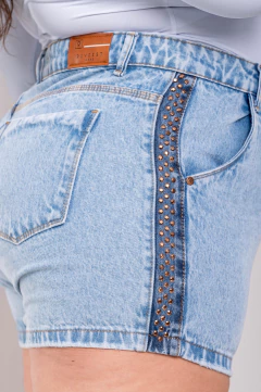 Short jeans plus size sem lycra com brilho na lateral, Revesst jeans. 40283