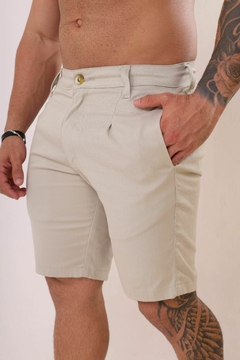 Imagem do Bermuda Masculina Sarja Detalhe De Pinças Frontal, Revesst Jeans. 0000056