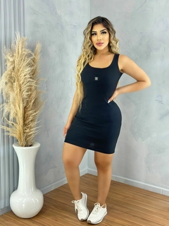 Vestido Tubinho Regata Casual Curto Feminino Tecido Canelado, Revesst Jeans. 0000042 - loja online