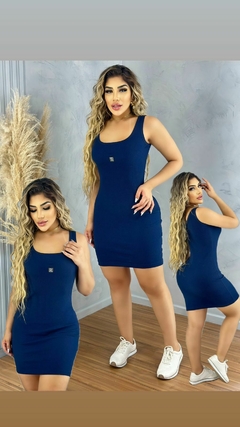 Vestido Tubinho Regata Casual Curto Feminino Tecido Canelado, Revesst Jeans. 0000042