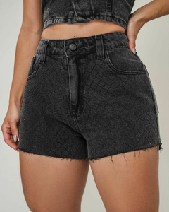 Short Jeans Feminino Sem Lycra, Cintura Alta Detalhe De Brilho e Refilado, Revesst Jeans. 41050 - comprar online