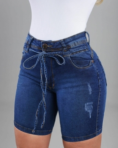 Short Pedal Jeans Feminino Com Lycra, Cintura Alta, Detalhe De Vies No Cos. Revesst Jeans 38534 - comprar online