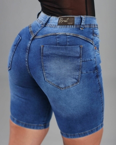 Short Pedal Jeans Feminino Com Lycra, Cintura Alta, Detalhe De Vies No Cos. Revesst Jeans 38534 - comprar online