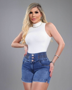 Short Pedalete Jeans Feminino Com Lycra, Cintura Alta, Cintura Modeladora, Revesst Jeans. 40731