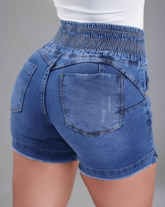 Short Pedalete Jeans Feminino Com Lycra, Cintura Alta, Cintura Modeladora, Revesst Jeans. 40731 na internet