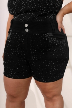CroppedJeans Plus Size Com Brilho Preto, Detalhe De brilho, Revesst Jeans. 0041491 - Revesst Jeans