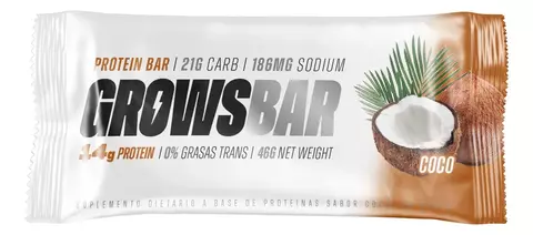 Barra De Proteina Growsbar Sabor Coco Low Carb 14g Sin Octogonos - comprar online