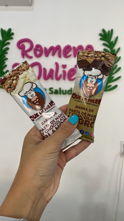 BARRA DE PASTA DE MANI Y CHOCOLATE X 50G QUE LO PALEO