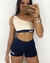 Top Ombro Único Nude c/ Preto + Short Preto
