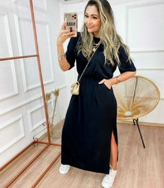 Coleção Beira -Mar Vestido Longuete com 1 bolso lateral, elástico na cintura em Malha Viscolycra 362 - comprar online