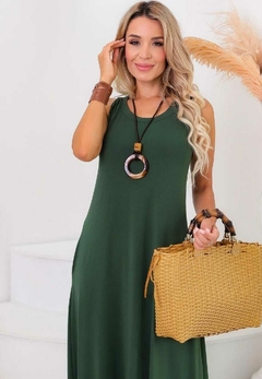 Vestido Longuete costa nadador, com bolso lateral em Malha Viscolycra, vestindo P ao GG- 506 - comprar online