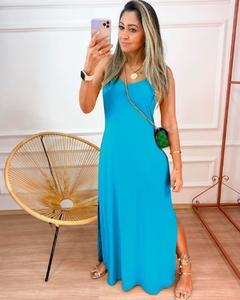 Coleção Beira -Mar Vestido Longo com fenda na perna, bolsos laterais em Malha Viscolycra, vestindo do P ao Gg. 430 - CARLA GRACIANO STORE