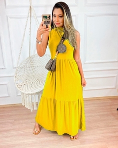 Coleção Beira -Mar Vestido Cavado Estilo Zara com meia gola, em Malha Viscolycra Midi 442 - loja online